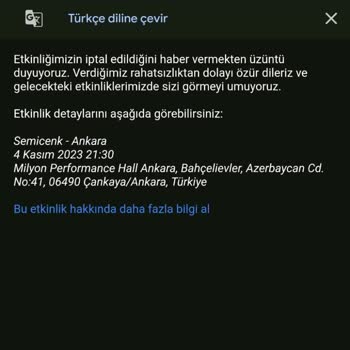 Milyonbilet.com'un İptal Olan Etkinliğin Para İadesini Yapmaması