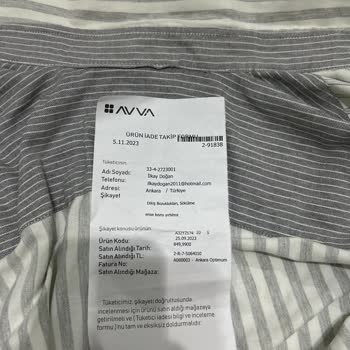 Avva Giyim Özürlü Ürünlerini Kabul Etmemeleri