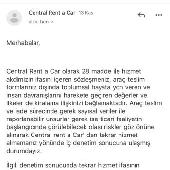 Central Rent A Car Central Haksız Kazanç