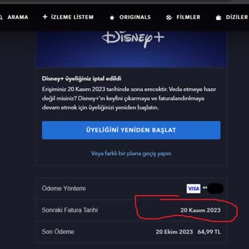 Disney+ Sadece 5 Gün İçin Benden 65TL Aldı İade İstiyorum