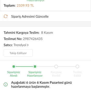 Trendyol Ürün Kargoya Verilmedi