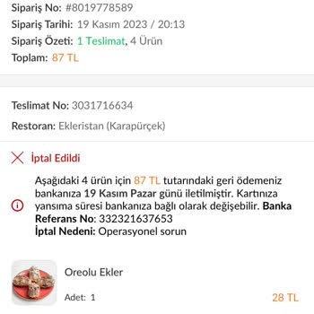 Trendyol Siparişin 1 Saat Sonra İptal Edilmesi