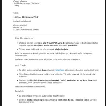 Neredennereye.com Otobüs Biletimin İptali