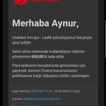 Neredennereye.com Otobüs Biletimin İptali