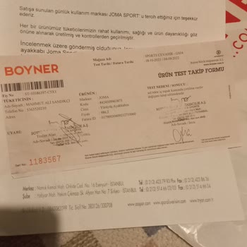 Boyner Joma Marka Ayakkabım İç Topuk Kısmından Yırtıldı