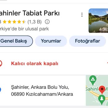 Tarım ve Orman Bakanlığı Şahinler Tabiat Parkı