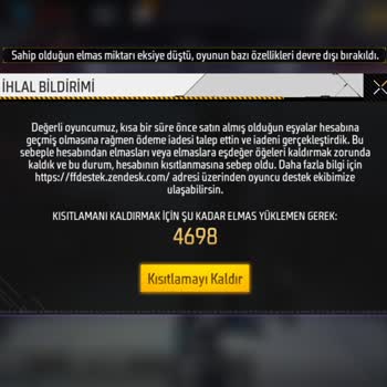 Garena Free Fire Elmas Kısıtlaması -4068