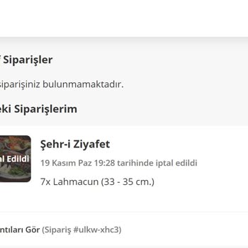 Yemeksepeti Yemek Siparişim 3 Saat Geçtikten Sonra Gece Yarısı İptal Edildi.