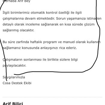 Cosa Kombi Kontrol Cihazı Otomatik Kontrol Özelliği Çalışmıyor