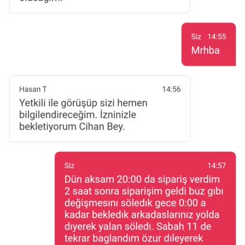 Yemeksepeti Müşteri Hizmetleri Pişmanlık