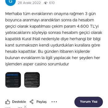 Aspercasino Yalan Cevap Beyanı
