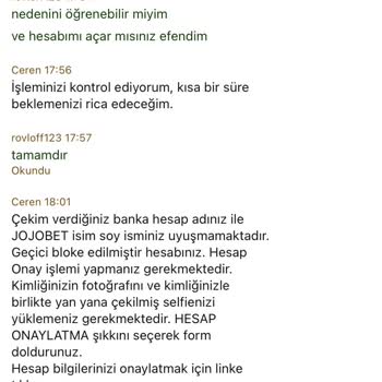 Jojobet Hesap Onayı İstiyor