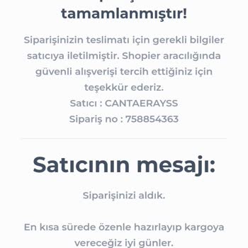 Shopier Cantaerayss Sitesinden Siparişim 10 Gündür Gelmedi Haber Almam