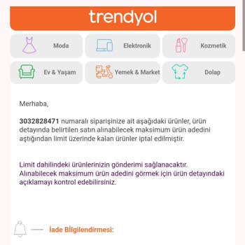 Trendyol Siparişimi İptal Etti
