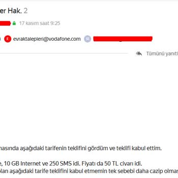 Vodafone Teklifi Ekranda Farklı Göster, Kabul Edince Hop Yanlış Görmüşsünüz De