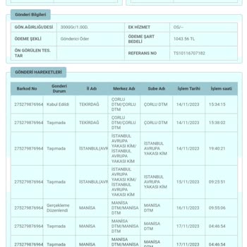 PTT Kargo Manisa DTM Kargom Nerede?