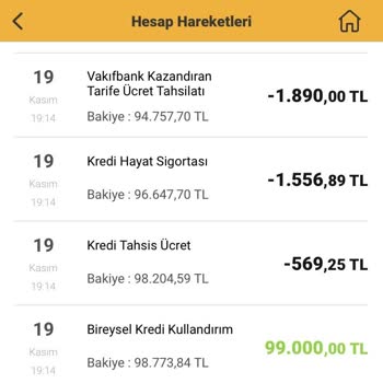 VakıfBank Kazandıran Tarife Adı Altında Kesilen Ücret