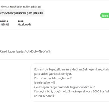 Hepsiburada Kargodaki Ürünü Teslim Edilmediği Gerekçesi İle Para İade Yapıyor.