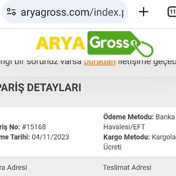 Arya Gross E-Ticaret Sitesinde Mağduriyet Yaşadım