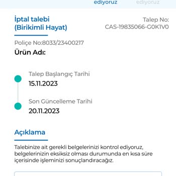 Anadolu Hayat Sigorta İptal İşleminde Gecikme Şikayeti