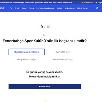 Fenerium Online Sitesi 11 Soruluk Yarışma