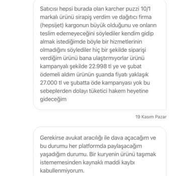 Karcher Hepsiburada Ve Hepsijet Kargo Boyutlarından Kargoyu Teslim Etmiyorlar