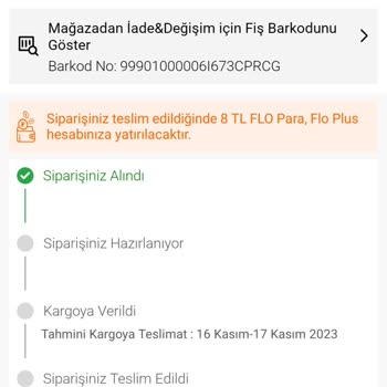 FLO Ayakkabı Sipariş Kargoya Verilmedi.