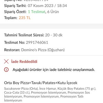 Trendyol Yemek Para İadem Yapılmadı