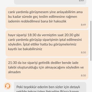 Trendyol Yemek Para İadem Yapılmadı