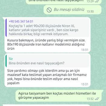 Koçtaş Eve Teslim Satın Alınan Ürünün Kapı Önüne Teslimi