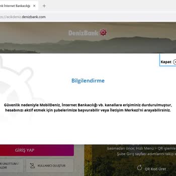 Denizbank İnternet Bankacılığı Erişim Engeli
