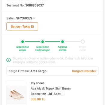 Aras Kargo Ürünüm Teslim Edilmedi Kendim Teslim Alacağım Bilgisi Vermedim.