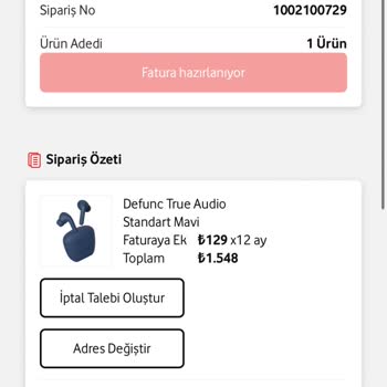 Vodafone Dan Aldığım Ürün Teslim Edilmiyor.