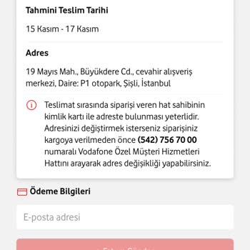 Vodafone Dan Aldığım Ürün Teslim Edilmiyor.