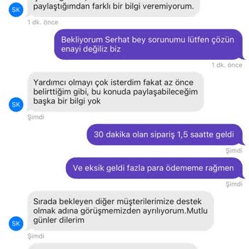 Getir Müşteri Hizmetleri İlgisizliği "Paşa Döner (Piri Reis Mah.) "