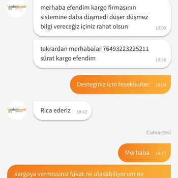 Vip Ahmet 76493223225211 Sürat Kargo Ürün Teslimatı Alınamama Hk.