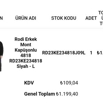 Rodi Jeans Ürün Sipariş Ettim Göndermediler Muhatap Ta Bulamıyorum