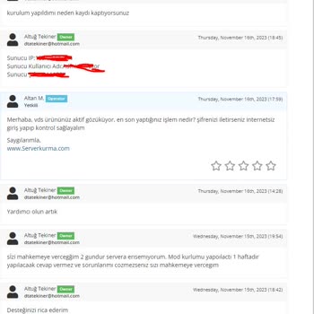 Serverkurma.com Kiraladığım Oyun Serverıma Giriş Yapamıyorum.