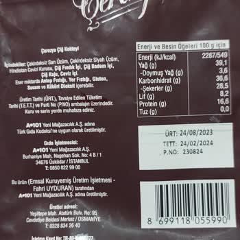 A101 İn Böceklenmiş Çerezya Markalı Ürünü