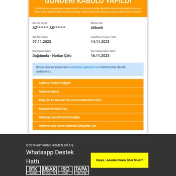 AGT Kurye (aynigunteslim.com) 20 Gündür Kargomu Getirmedi