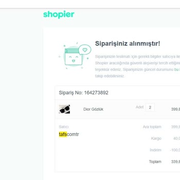 Tafs Güneş Gözlükleri Firması Ürün İade Ücretimi Yatırmadı