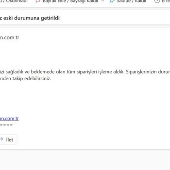 Amazon.com'da İptal Edilen Siparişin Amazon Tarafından İşleme Alınması