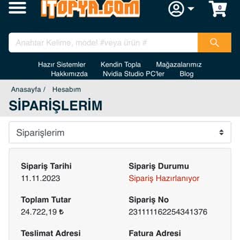İtopya Bilgisayar İtopya Sipariş Hazırlanıyor