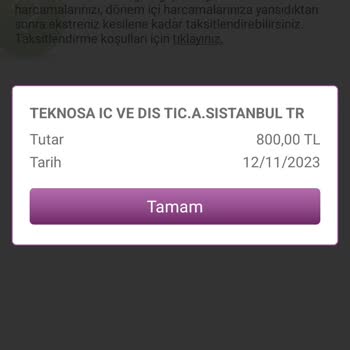Teknosa'nın Provizyonu Yatırmaması