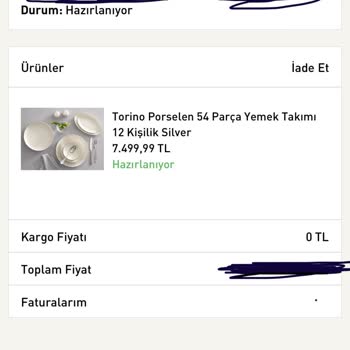 English Home Ürünü Göndermeme Ve Müşteri Hizmetleri Sorunu