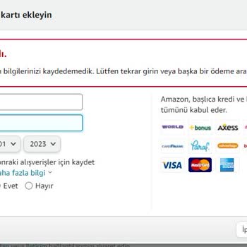 Amazon Kredi Kartı Bilgilerimi Saklamak İstiyor.