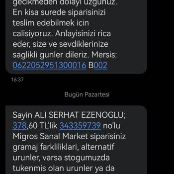 Migros Sanal Market Gelmeyen Ürün