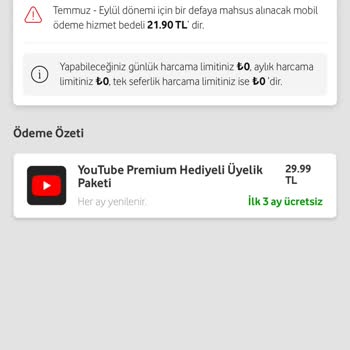 Vodafone Mobil Ödeme Limiti Sorunu