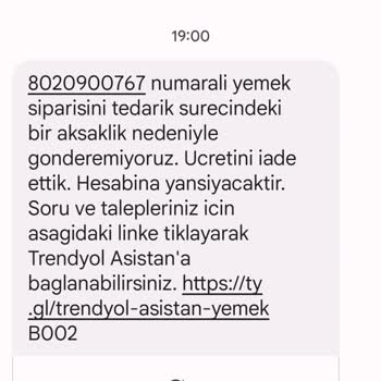 Trendyol Yemek Teslim Edilmeyen Sipariş