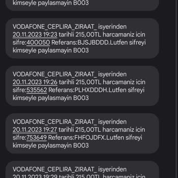 Vodafone Cep Lira Adı Altında Doğrulama Kodu Geliyor